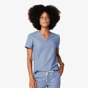 FIGS Catarina Scrub top in Heather Indigo, Small